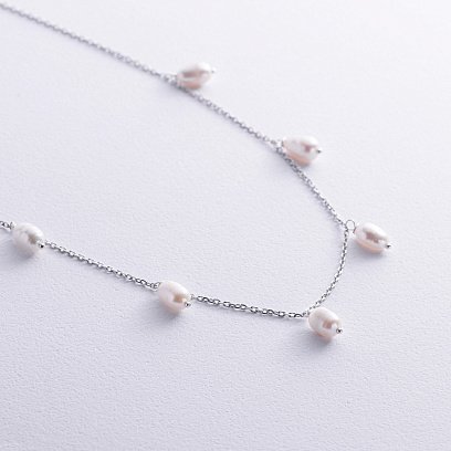 Серебряное колье с жемчугом 908-01430 №4