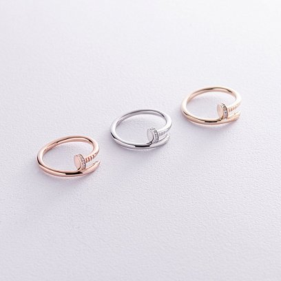 Кольцо "Гвоздь" с бриллиантами (белое золото) кб0475м №3