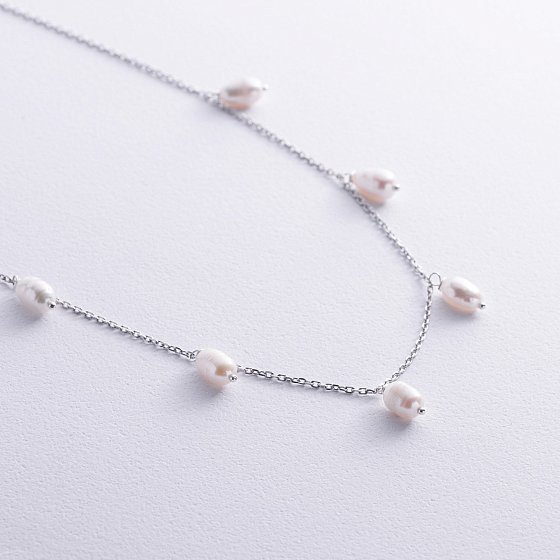 Серебряное колье с жемчугом 908-01430 №4