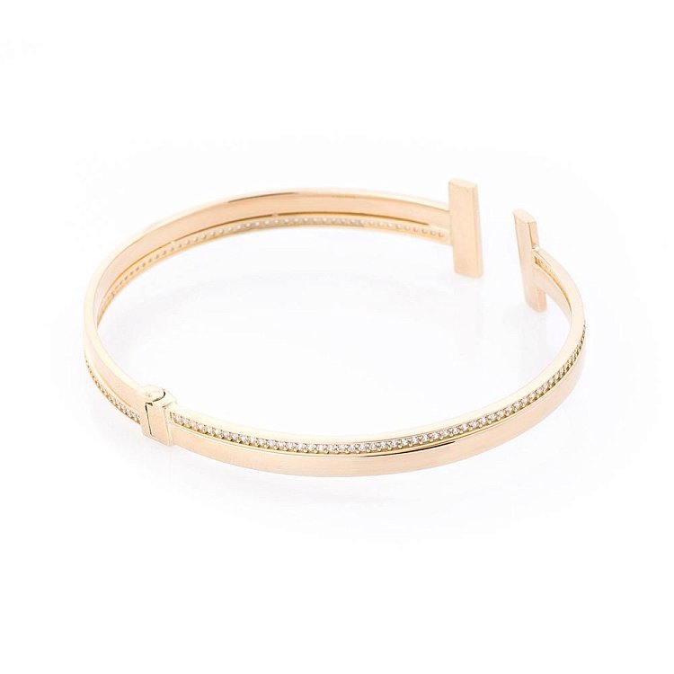 Золотий браслет "Т" (фіаніти) б02751 від ювелірного магазину Онікс - 2