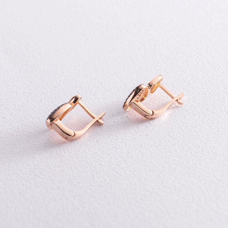 Золоті сережки з чорними фіанітами с04984 від ювелірного магазину Онікс - 2