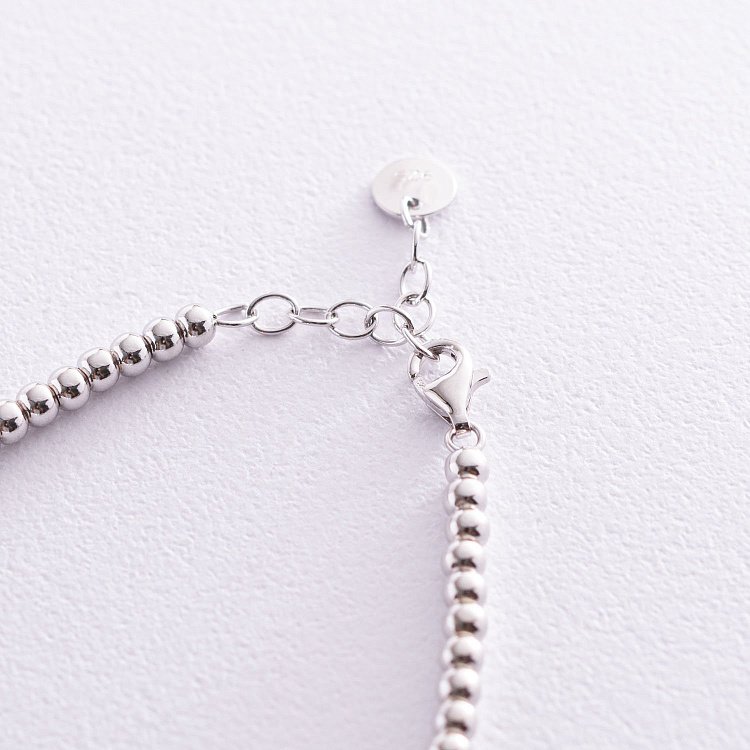 Серебряный браслет "Клевер" (фианит, керамика) 141491 от ювелирного магазина Оникс - 1