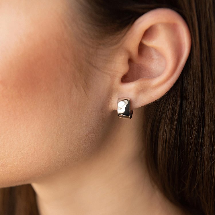 Серьги - кольца в белом золоте с08558 от ювелирного магазина Оникс - 4