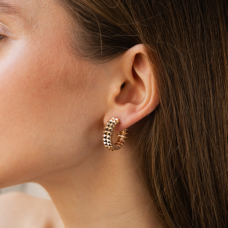 Серьги - кольца "Pauline" в красном золоте с09399 от ювелирного магазина Оникс - 1