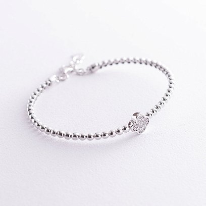 Золотой браслет с клевером (фианит) б04125