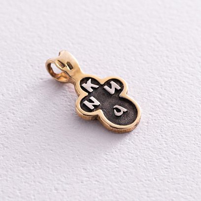 Серебряный крестик православный с позолотой 131768 №2