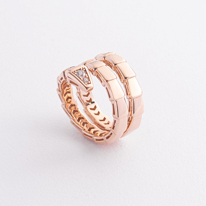 Каблучка "Змія" в червоному золоті (фіаніти) к08304 №3