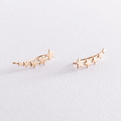 Серьги - клаймберы "Звездочки" в желтом золоте с07392 №6