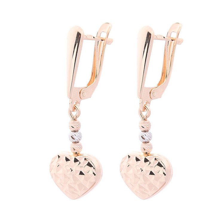 Золотые серьги "Сердечки" (родий) с06109 от ювелирного магазина Оникс - 1