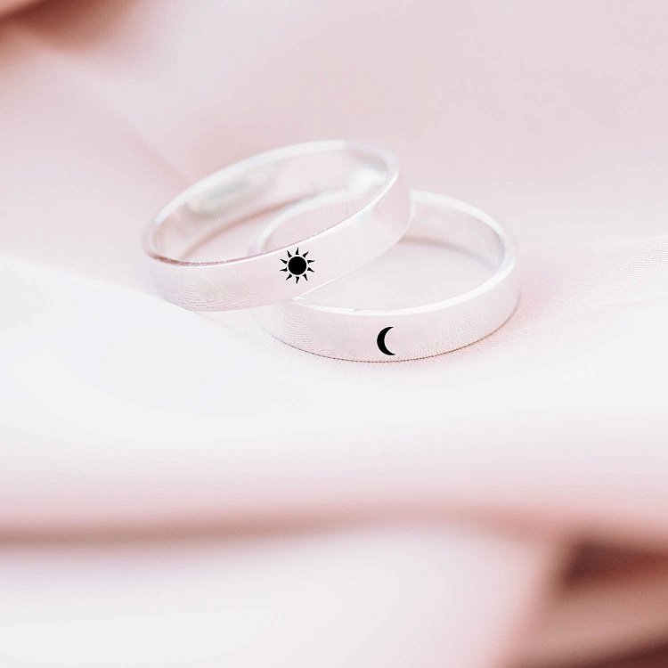 ﻿Парні каблучки "Моє сонце та місяць" 112565сл від ювелірного магазину Онікс