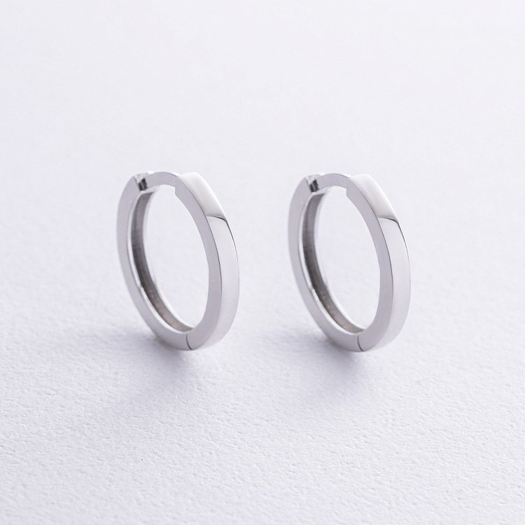 Серьги - кольца в белом золоте с08767 от ювелирного магазина Оникс