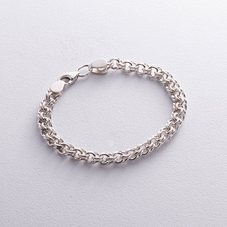 Серебряный браслет плетение Бисмарк 14161 от ювелирного магазина Оникс - 1