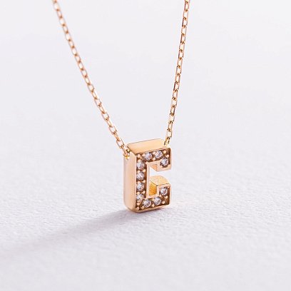 Колье с буквой "С" в желтом золоте (фианиты) кол01165С