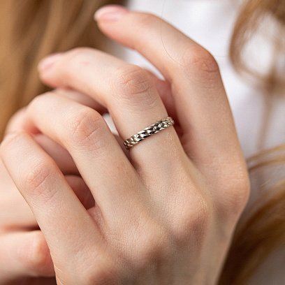 Кольцо "Цепочка" в белом золоте к07449 №5