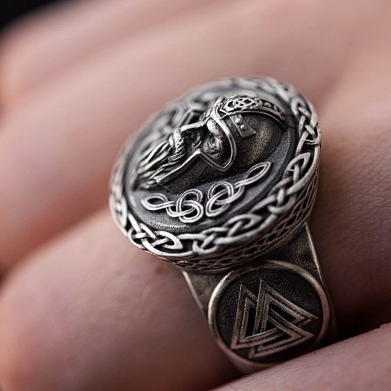 Мужское серебряное кольцо "Викинг" 424 №4