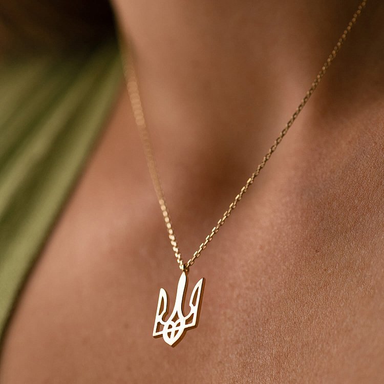 Кольє "Герб України - Тризуб" у жовтому золоті (великий) кол02415 від ювелірного магазину Онікс - 5