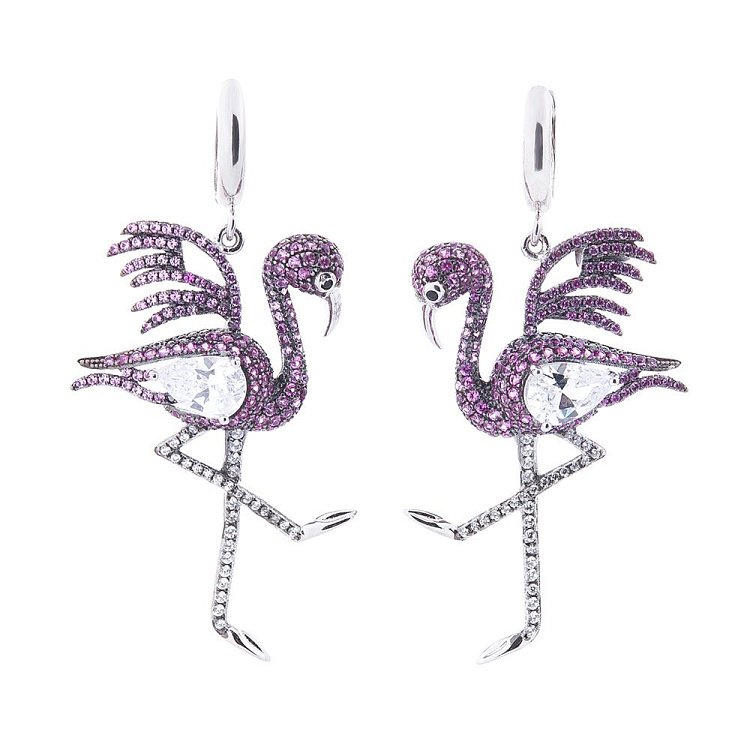 Срібні сережки "Чапля" (фіаніт) 122406 від ювелірного магазину Онікс