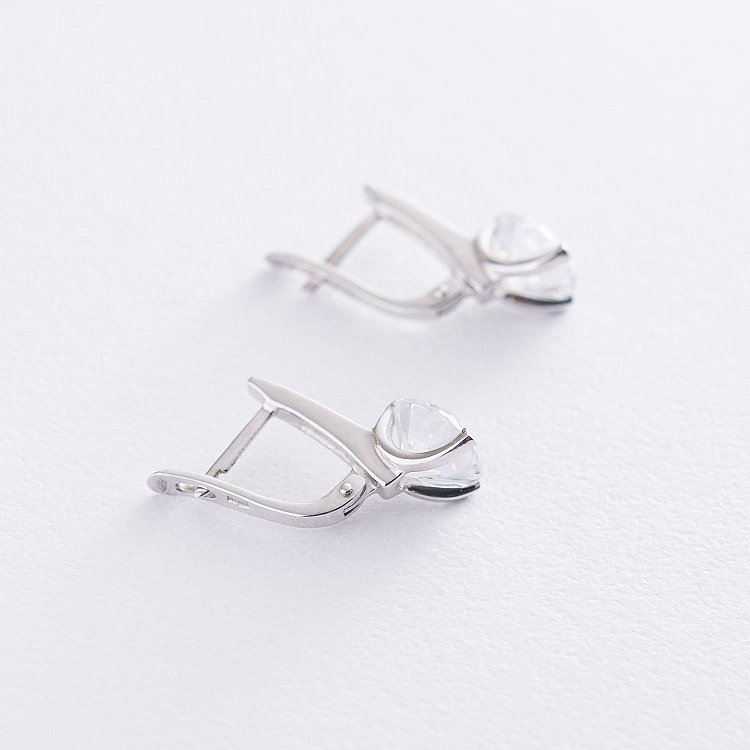 Золотые серьги с фианитами с02895 от ювелирного магазина Оникс - 2