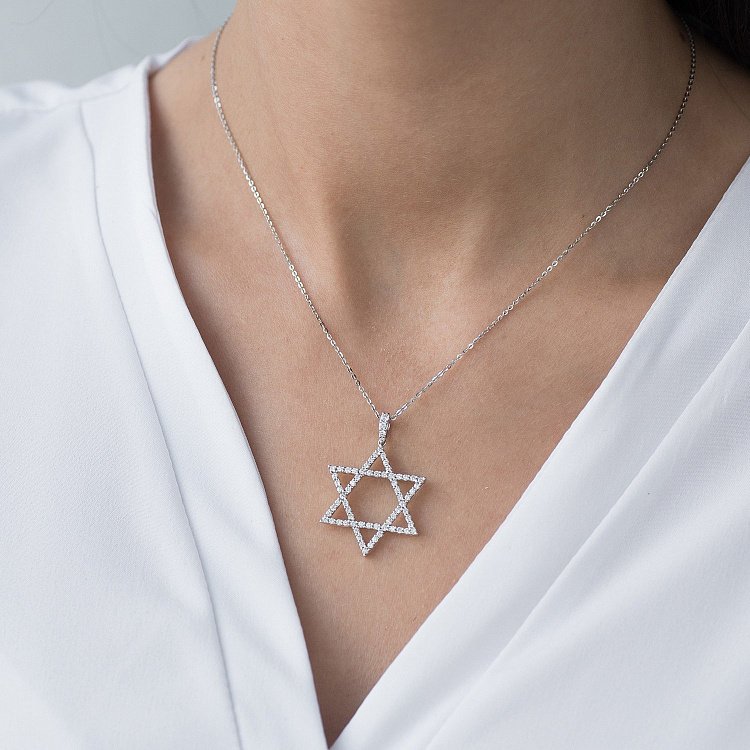 Золотая подвеска "Звезда Давида" с бриллиантами пб0201mr от ювелирного магазина Оникс