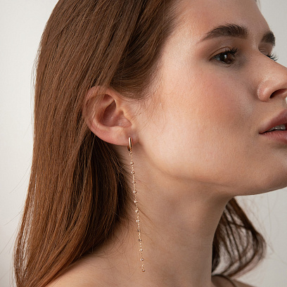 Сережки "Кульки на ланцюжку" (червоне золото) с09372 №5