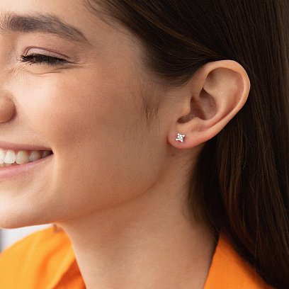 Золотые серьги - пусеты (фианит) с06153 №2