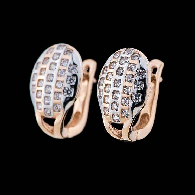 Серьги с красного и белого золота с01549 от ювелирного магазина Оникс