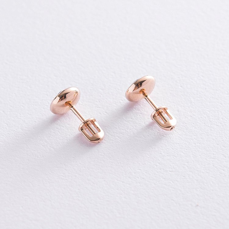 Золотые серьги-гвоздики с пиропом с05196 от ювелирного магазина Оникс - 2