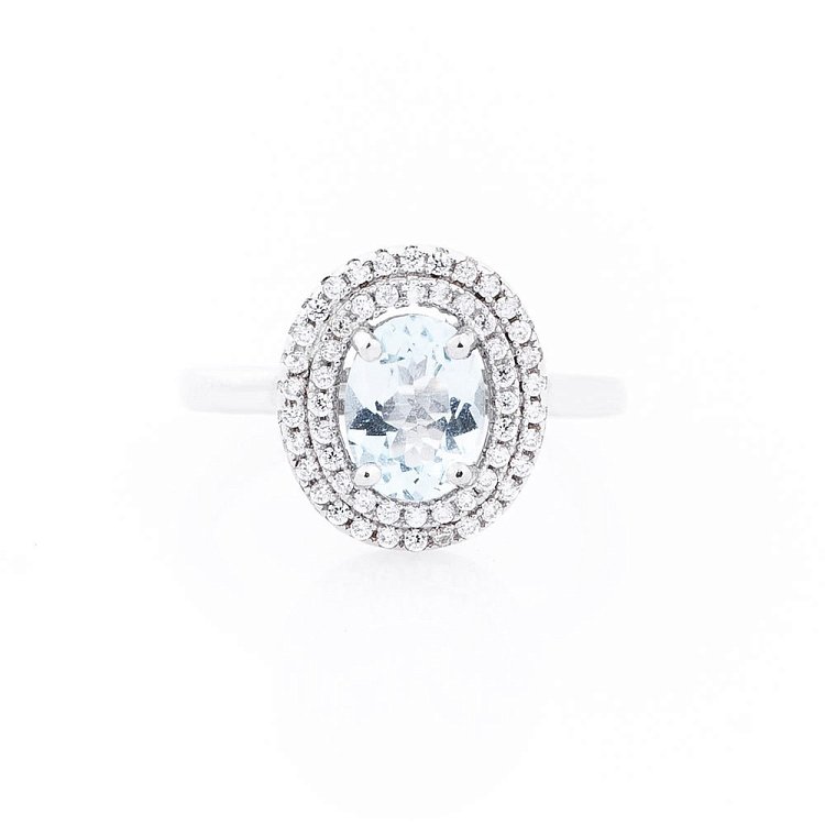 Жіноча каблучка з блакитним топазом (фіаніти) 111447 від ювелірного магазину Онікс - 3