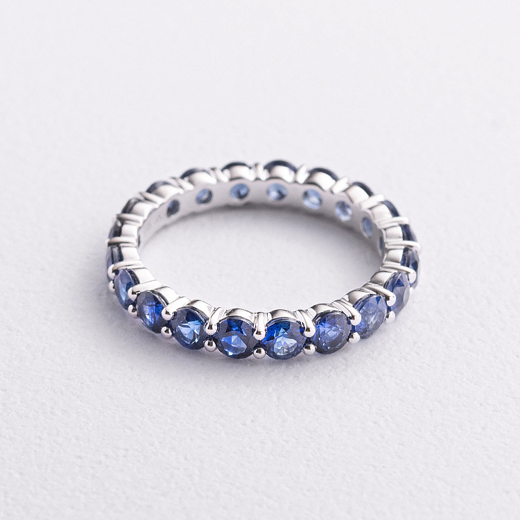 Золота каблучка з доріжкою каменів (сапфіри) кб0483nl від ювелірного магазину Онікс - 3