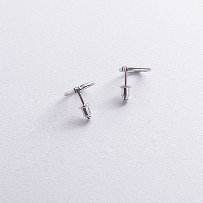 Серебряные серьги - пусеты "Удача" (фианиты) 122749 №3