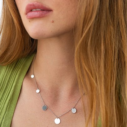 Кольє "Монетки" у білому золоті (7 шт) кол02559 №3