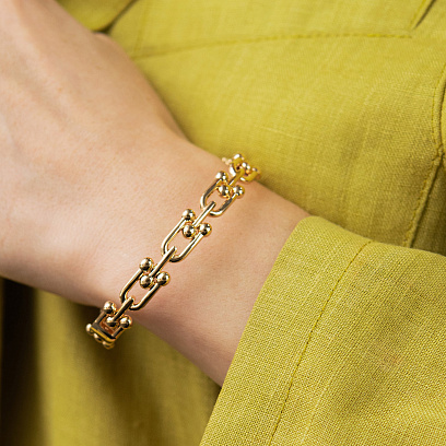 Жесткий браслет "Фантазия" в красном золоте б05836 №2