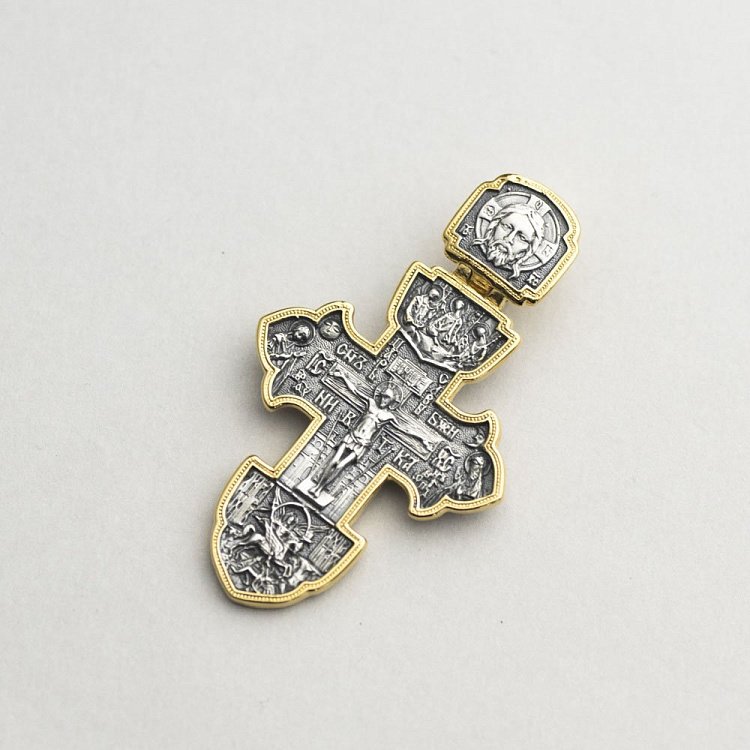 Серебряный крест (чернение, позолота) 132729 от ювелирного магазина Оникс - 5