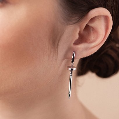 Сережки "Цвях" у білому золоті с08165 №8