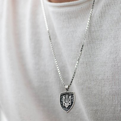 Золотий кулон "Герб України - Тризуб. Україна понад усе" (Можливе індивідуальне гравіювання) п03906 №2