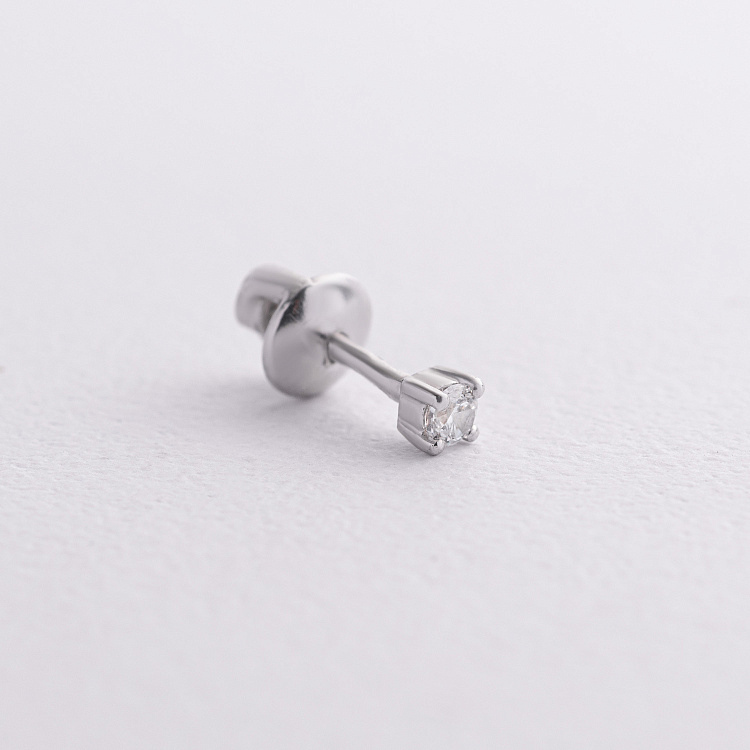 Серебряная моносерьга с фианитом 2299/1p-CZ от ювелирного магазина Оникс