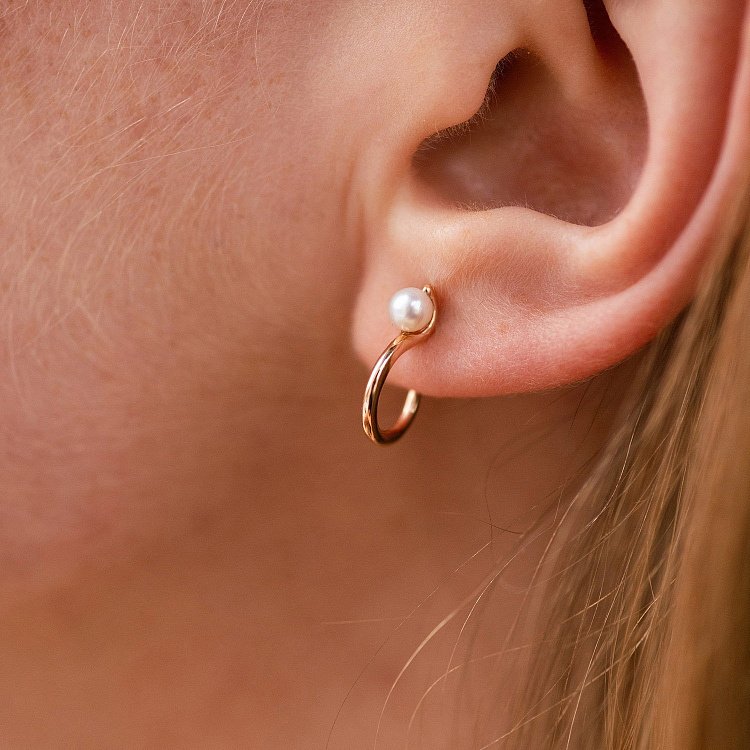 Сережки - пусети "Міранда" в червоному золоті (перли) с07930 від ювелірного магазину Онікс - 5