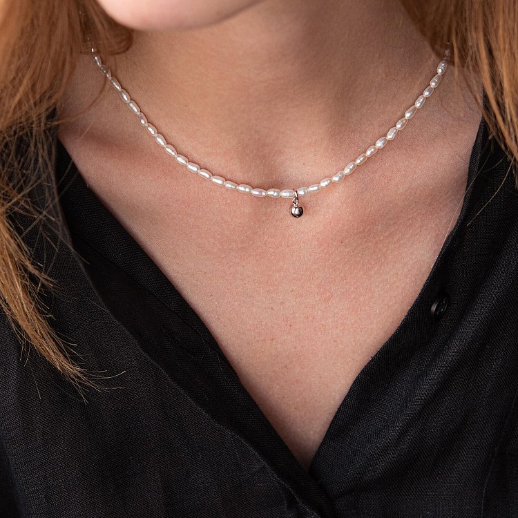 Срібне кольє "Перлинки з кулькою" жемшар від ювелірного магазину Онікс - 16