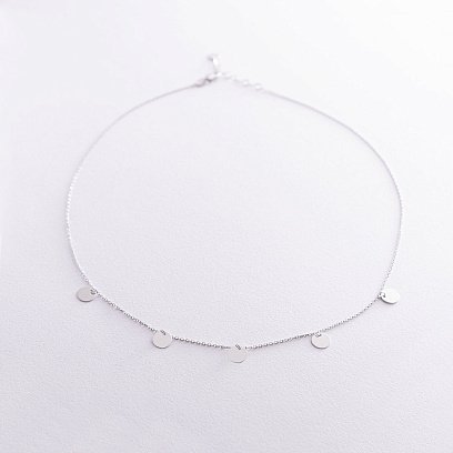 Колье "Монетки" в белом золоте (5 шт) кол01433