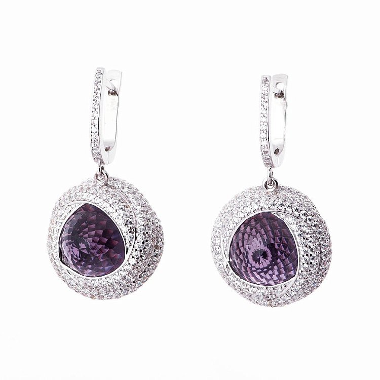 Золоті сережки з фіанітами с04114 від ювелірного магазину Онікс