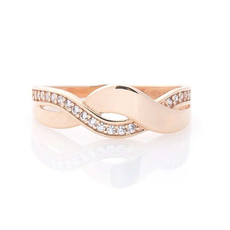 Золота каблучка (фіаніти) к05803 від ювелірного магазину Онікс - 2