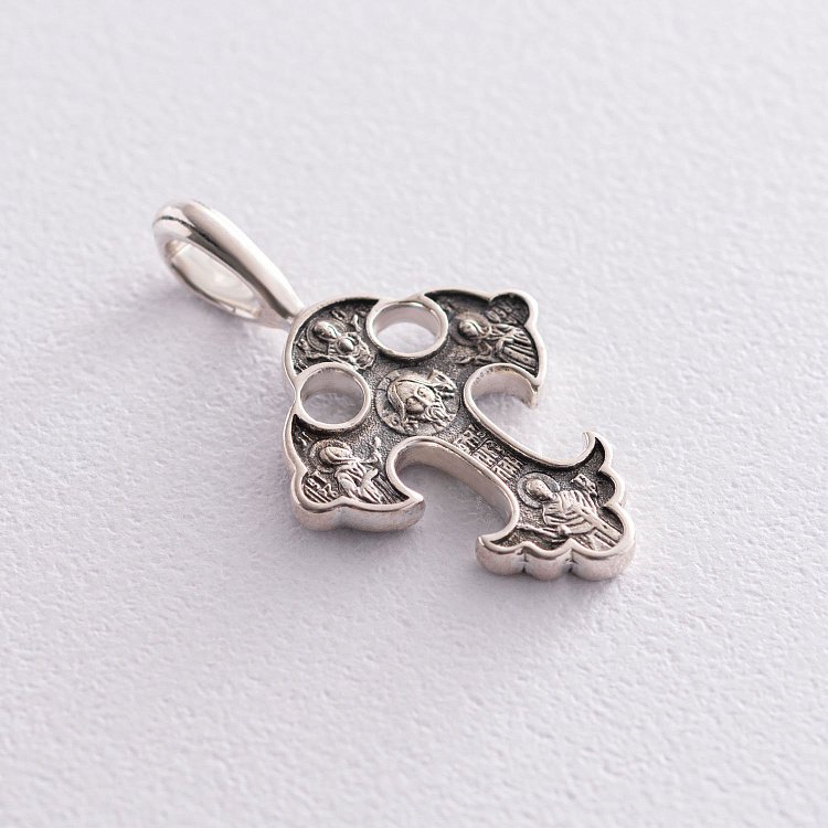 Серебряный крест "Спас Нерукотворный. Прп. Петр и Феврония Муромские. Свт. Николай Мирликийский" 131382 от ювелирного магазина Оникс - 3