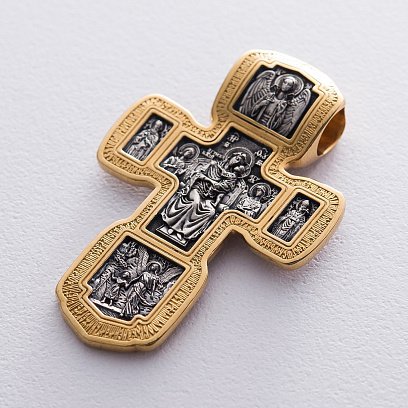 Серебряный крест "Распятие Христово.Святая Троица. Свт. Николай Чудотворец. Мч. Трифон. Три святителя. Икона Божией матери "Толгская". Ангел Хранитель. Прп. Сергий Радонежский. Свт. Спиридон Тримифунский" 132971 №7