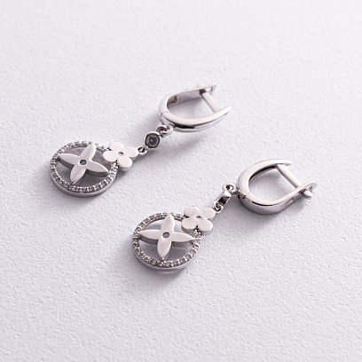 Золоті сережки "Конюшина" з фіанітами с04863 №3