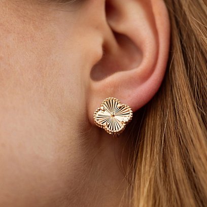 Серьги "Клевер" в красном золоте с08851 №4