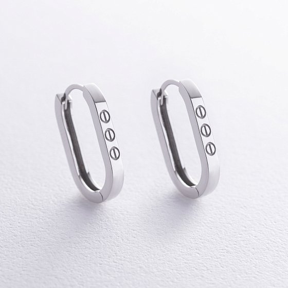 Серьги "Love" в белом золоте с08607