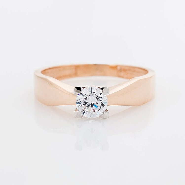 Золотое помолвочное кольцо (фианиты) к03470 от ювелирного магазина Оникс - 2