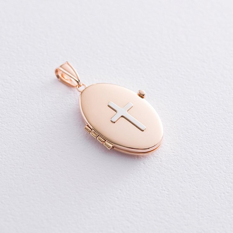 Золотой кулон для фотографии с крестиком п02940 от ювелирного магазина Оникс