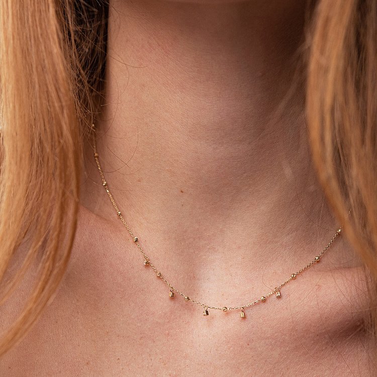 Золотое колье "Элла" с фианитами кол02090 от ювелирного магазина Оникс - 1