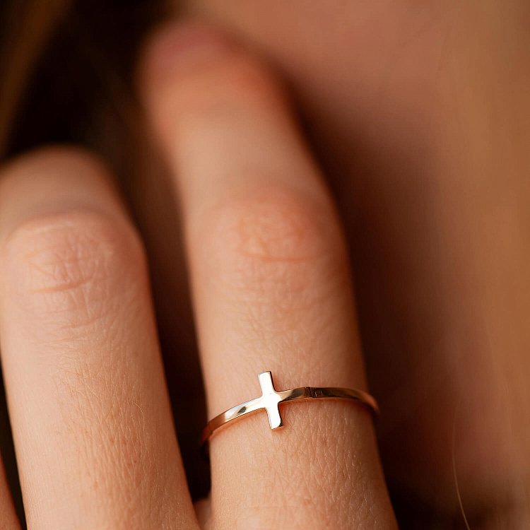 Каблучка "Хрестик" у червоному золоті к08195 від ювелірного магазину Онікс - 3